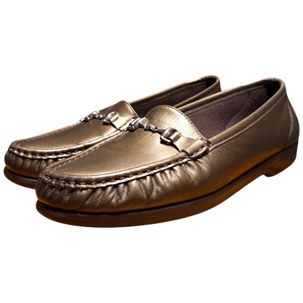 SAS Metro Bronze Loafers Women's 10 Slip On Tripad Comfort Horsebit Detail Shoes